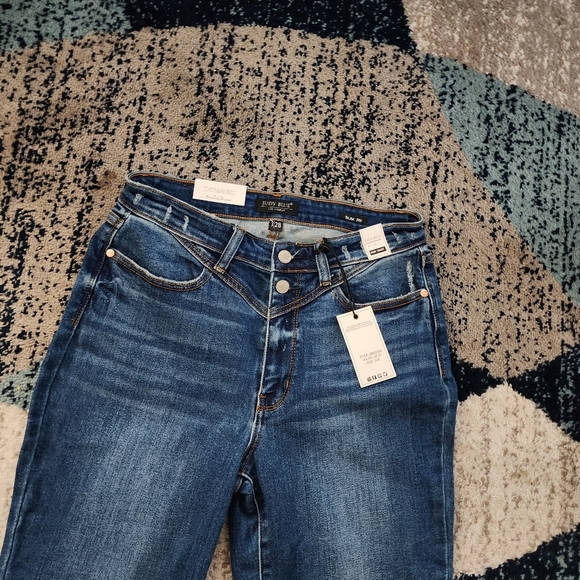 NWT Judy Blue Women's jeans style JB82329DK Size 7/28 front yoke dark wash - Picture 2 of 9